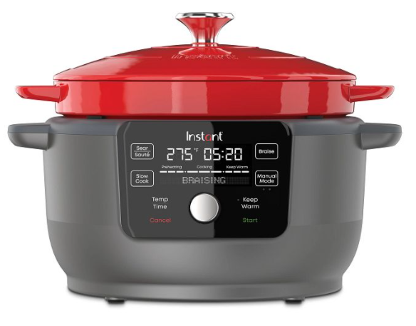Instant Precision Dutch Oven by Instant Pot in red and grey.