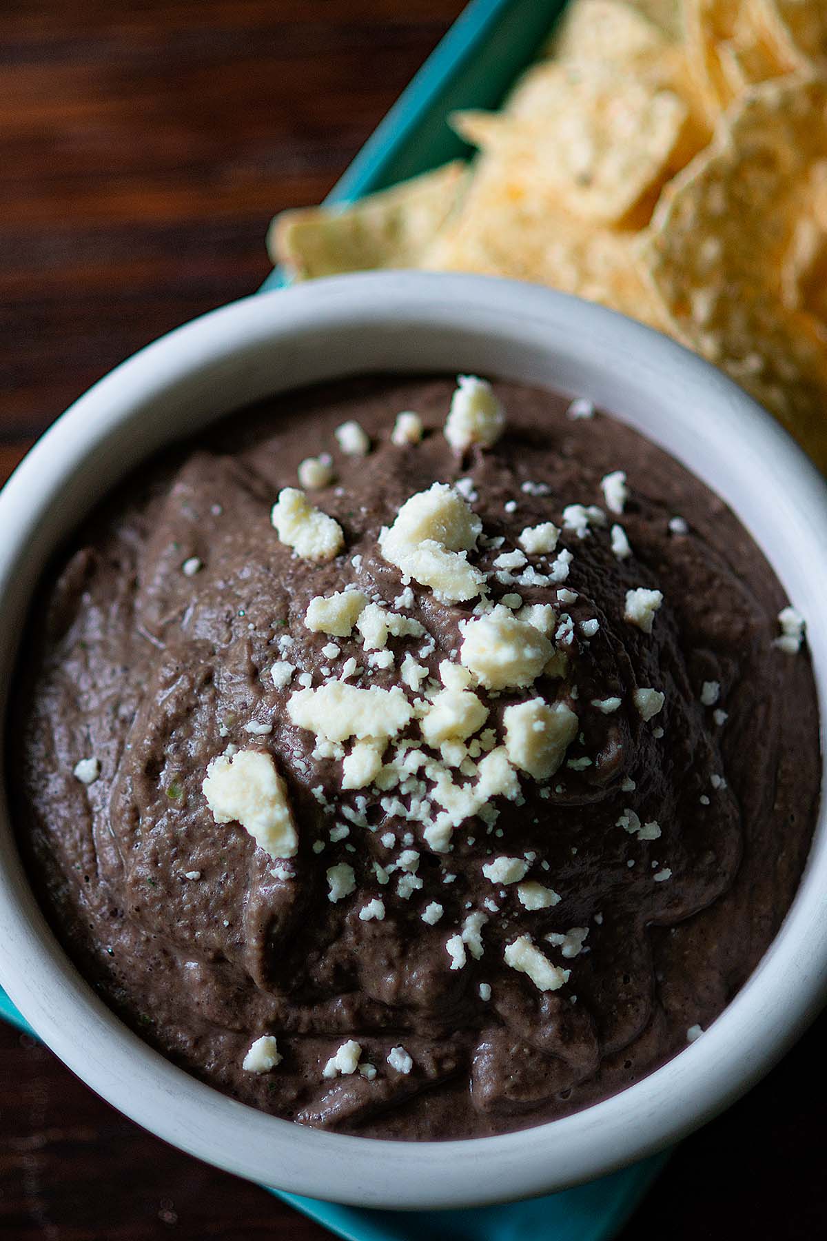 Black Bean Dip Served with tortilla chips.