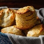 Southern Style Buttermilk Biscuits served hot in a family style dish.