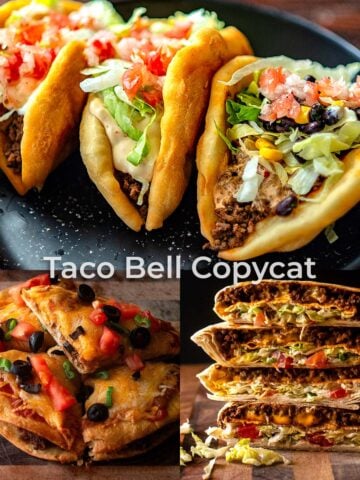A photo collage of Taco Bell Copycat Recipes.
